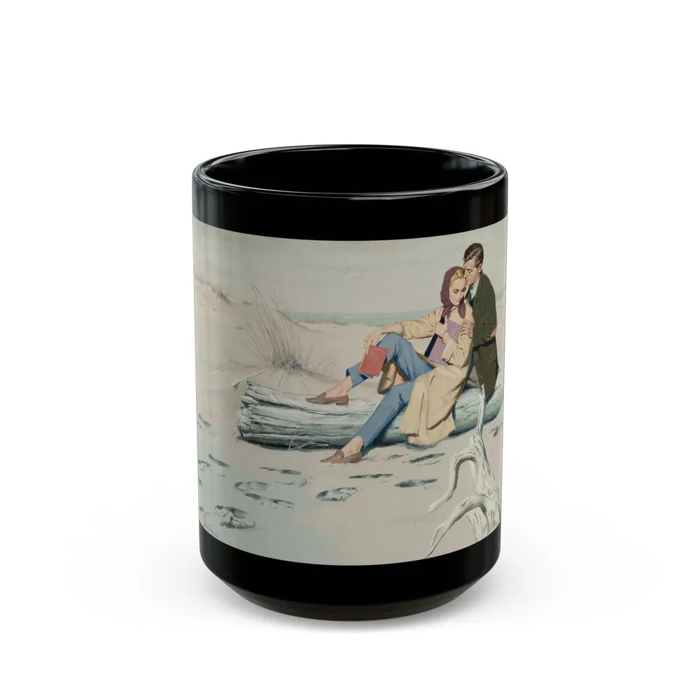 Couple on the Beach, probable commercial advertisement, 1960 - Black Coffee Mug-15oz-Go Mug Yourself