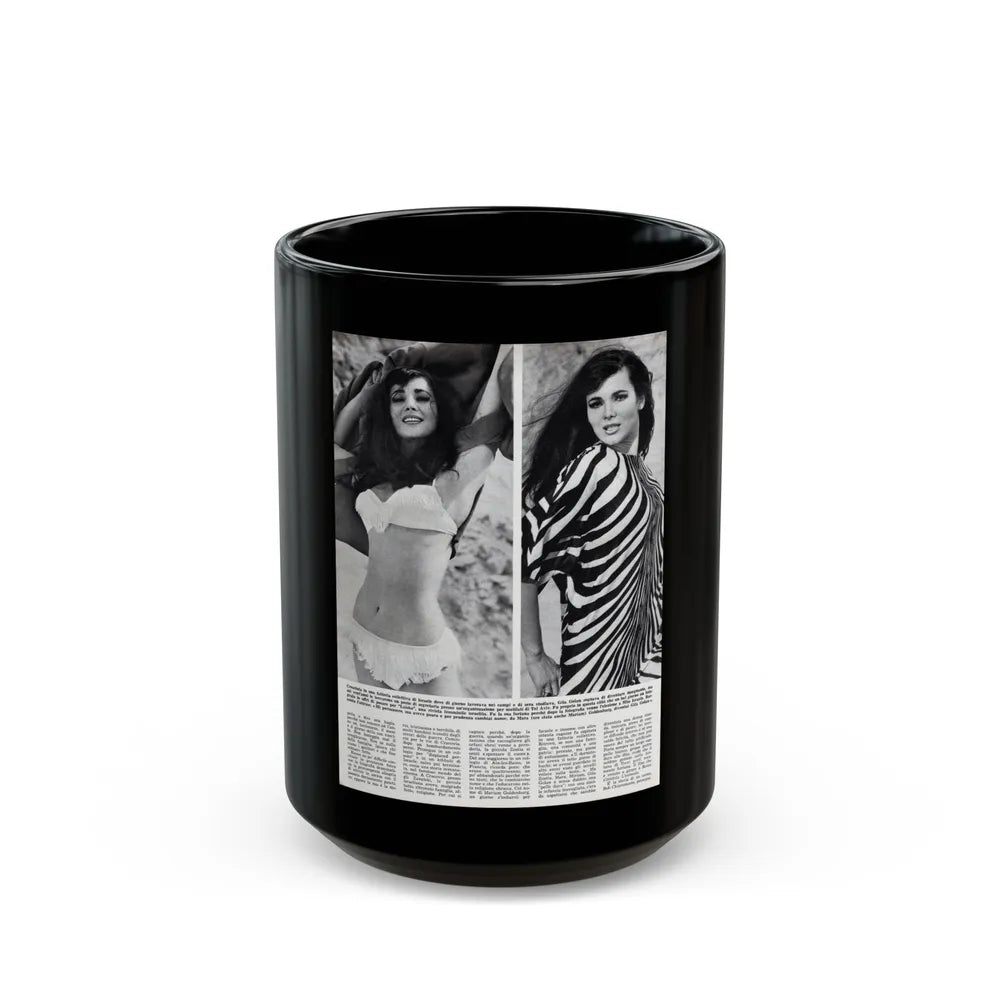 Gila Golan #168 - Tempo Italian Mag. 1967 - 1 Page 2 B&W Photos (Vintage Female Icon) Black Coffee Mug-15oz-Go Mug Yourself