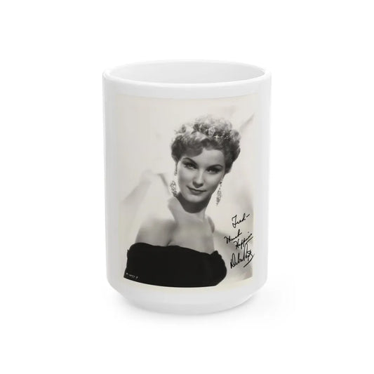 Debra Paget #166 - 8x10 B&W Upper Body Glamour Portrait Late 50's Photo (Vintage Female Icon) White Coffee Mug-15oz-Go Mug Yourself