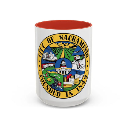 Seal of Sacramento California - Accent Coffee Mug-15oz-Red-Go Mug Yourself