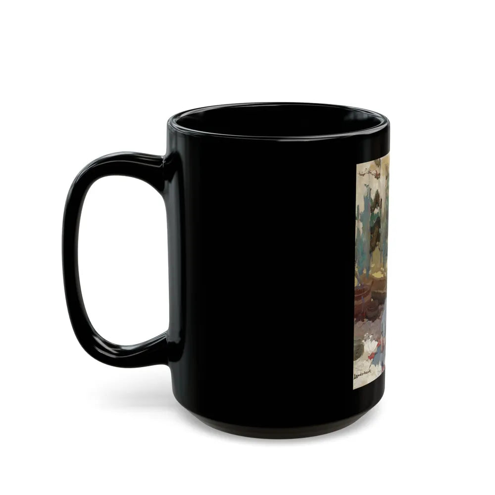 Girl at Cabin - Black Coffee Mug-Go Mug Yourself