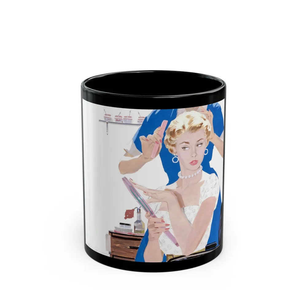 Dolled Up, woman's magazine story illustration, 1954 - Black Coffee Mug-11oz-Go Mug Yourself