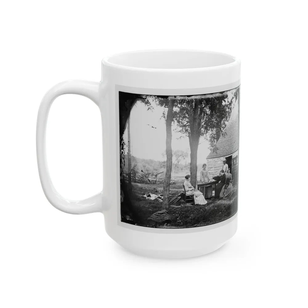 Cedar Mountain, Va. Family Group Before The House In Which Gen. Charles S. Winder (C.S.A.) Died (U.S. Civil War) White Coffee Mug-Go Mug Yourself