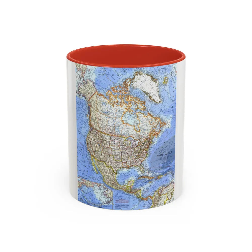 North America (1964) (Map) Accent Coffee Mug-11oz-Red-Go Mug Yourself