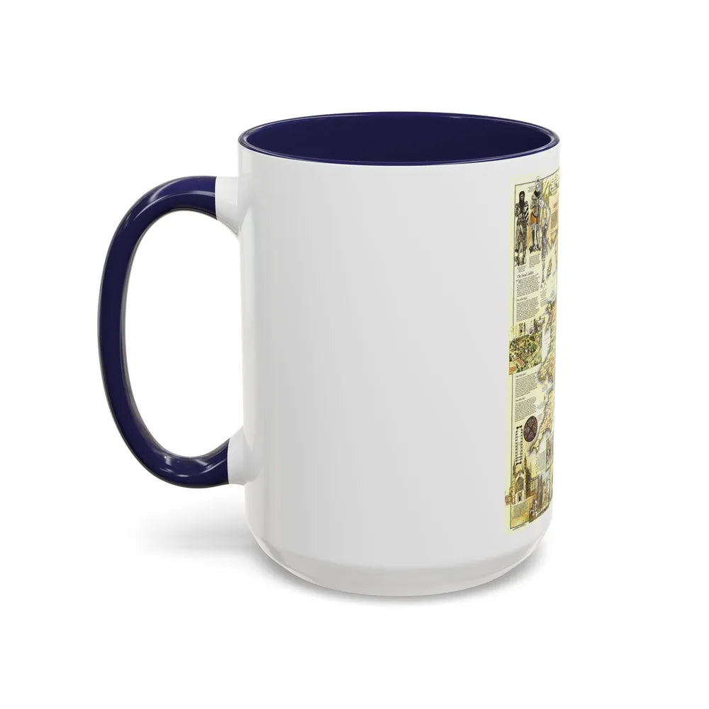 England - Medieval (1979) (Map) Accent Coffee Mug-Go Mug Yourself