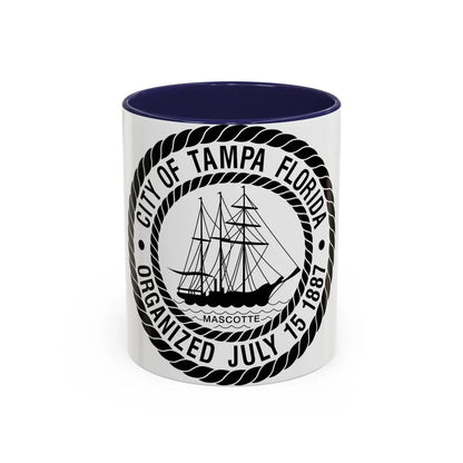 Seal of Tampa Florida - Accent Coffee Mug-11oz-Navy-Go Mug Yourself