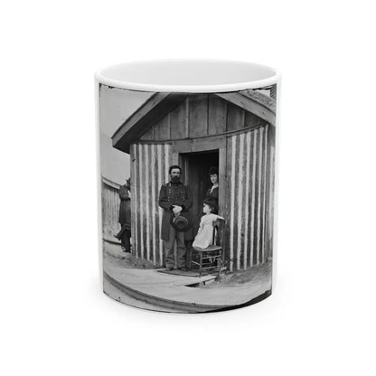 City Point, Va. Brig. Gen. John A. Rawlins, Chief Of Staff, With Wife And Child At Door Of Their Quarters (U.S. Civil War) White Coffee Mug-11oz-Go Mug Yourself