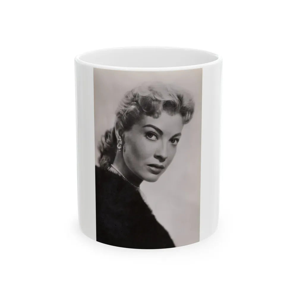 Lori Nelson #239 - 3.5x5.5 Upper Body B&W Glamour Headshot Photo on Postcard from 1956 (Vintage Female Icon) White Coffee Mug-11oz-Go Mug Yourself