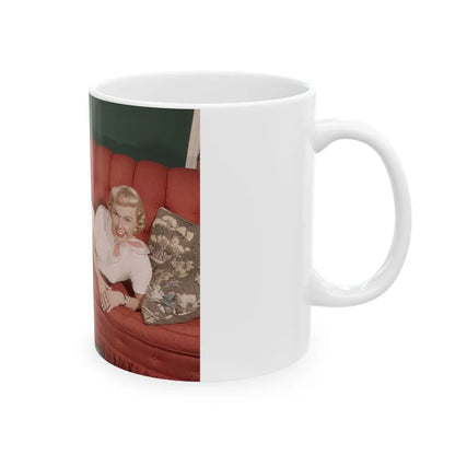 Doris Day #62 - Beautiful Feet & Red Painted Toes in White Thong Sandals (Vintage Female Icon) White Coffee Mug-Go Mug Yourself