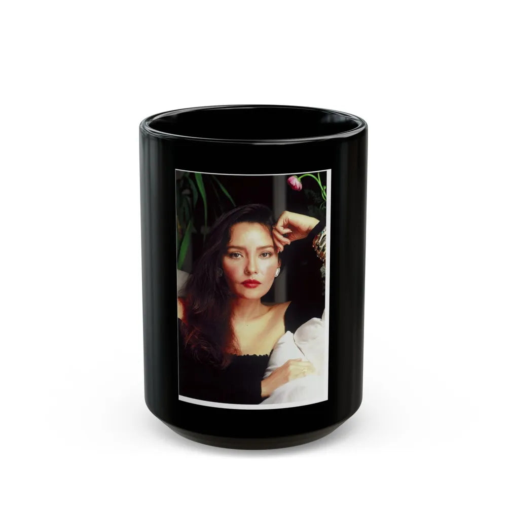 Barbara Carrera #64 (Vintage Female Icon) Black Coffee Mug-15oz-Go Mug Yourself