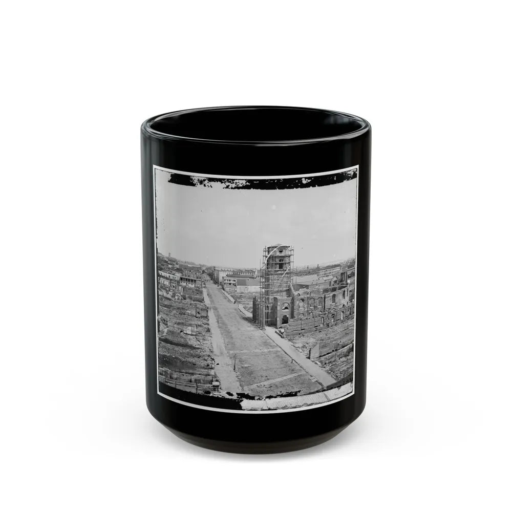 Charleston, S.C. View From Roof Of The Mills House, Looking Up Meeting Street; Ruins Of The Circular Church In Center (U.S. Civil War) Black Coffee Mug-15oz-Go Mug Yourself