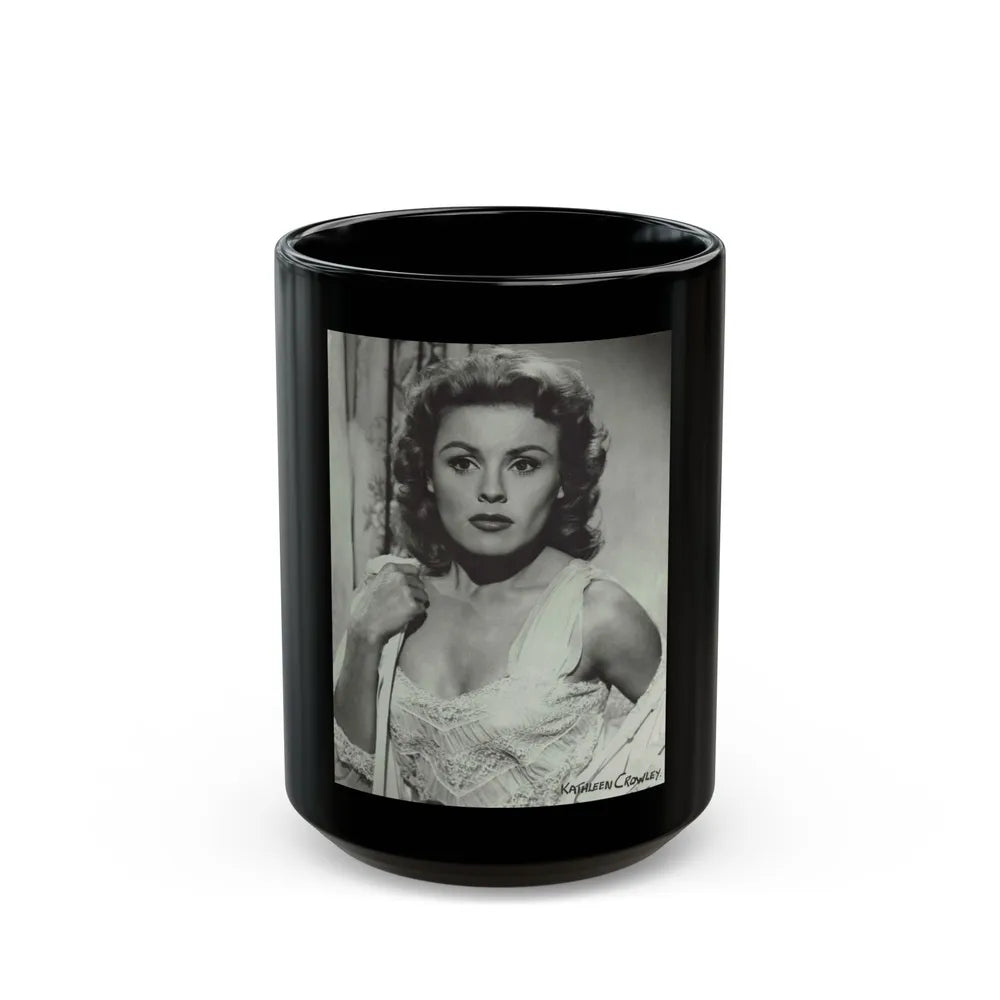 Kathleen Crowley #10 (Vintage Female Icon) Black Coffee Mug-15oz-Go Mug Yourself