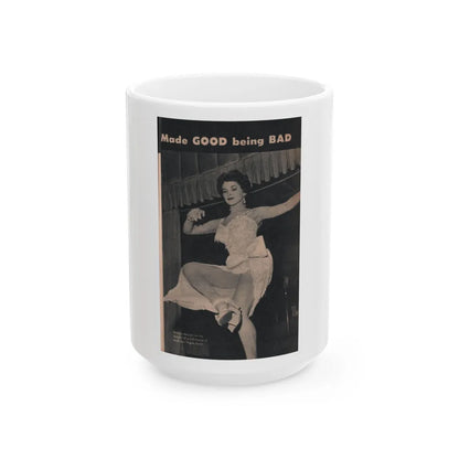 Debra Paget #484 - [Pages 89] Pages 2 of 6 with, Debbie+1 B&W Photo, Headline from Scope Digest Mag. Nov. '55 (Vintage Female Icon) White Coffee Mug-15oz-Go Mug Yourself