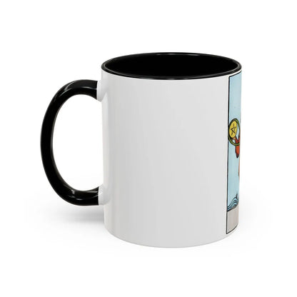 The 2 of Pentacles (Tarot Card) Accent Coffee Mug-Go Mug Yourself