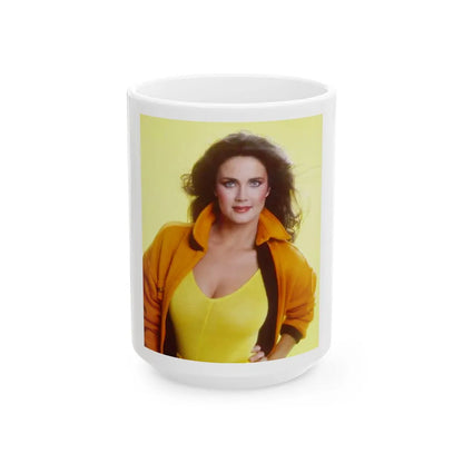 Lynda Carter #270 (Vintage Female Icon) White Coffee Mug-15oz-Go Mug Yourself