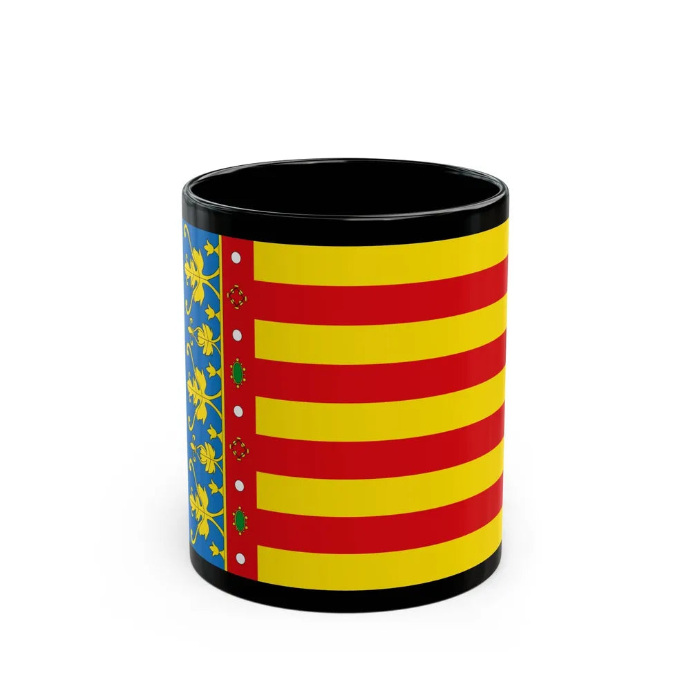 Flag of the Valencia Spain - Black Coffee Mug-11oz-Go Mug Yourself