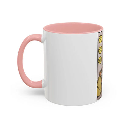 The 6 of Pentacles (Tarot Card) Accent Coffee Mug-Go Mug Yourself