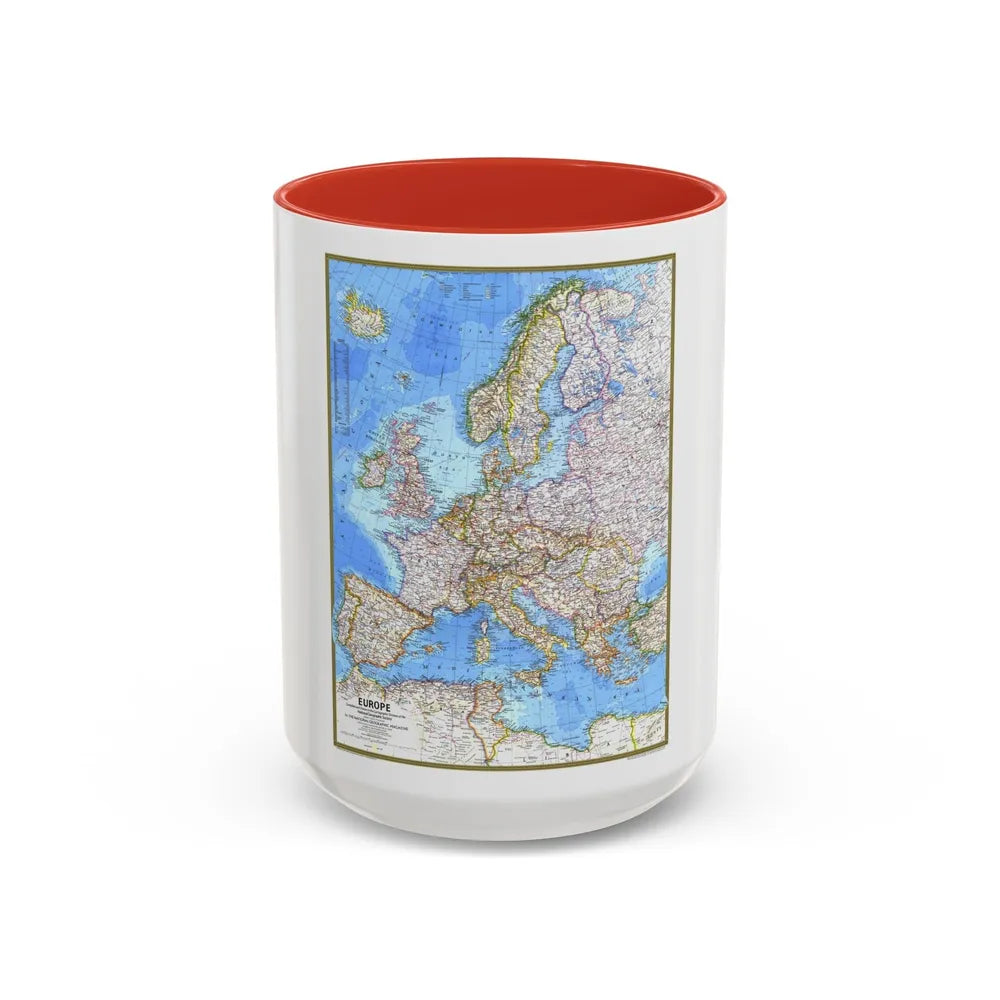 Europe (1977) (Map) Accent Coffee Mug-15oz-Red-Go Mug Yourself