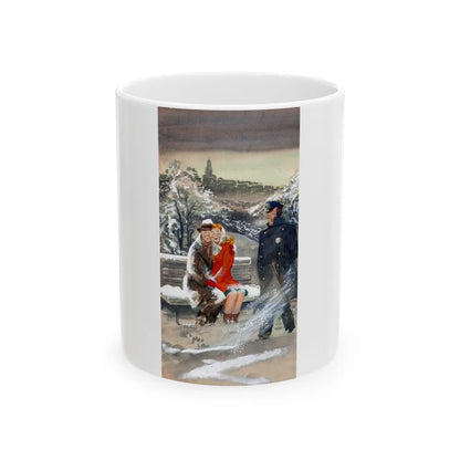 Cuddling in the Cold, Esquire magazine cover, February 1947 - White Coffee Mug-11oz-Go Mug Yourself