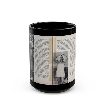 Terry Moore #453 - 66 PHOTOGRAPHS OF Terry MOORE U.K. Pocket Mag. Pages 36 & 37 (Vintage Female Icon) Black Coffee Mug-15oz-Go Mug Yourself