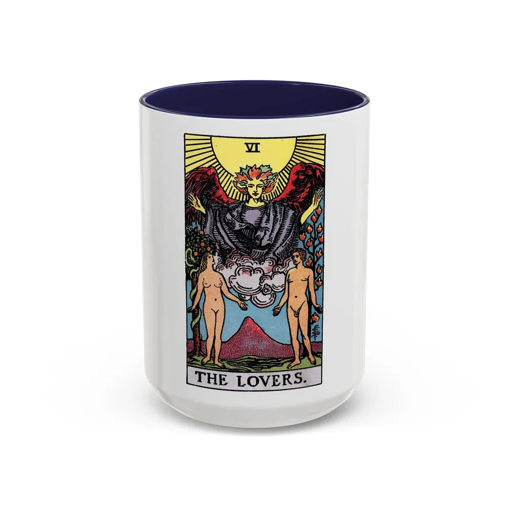 The Lovers (Tarot Card) Accent Coffee Mug-15oz-Navy-Go Mug Yourself