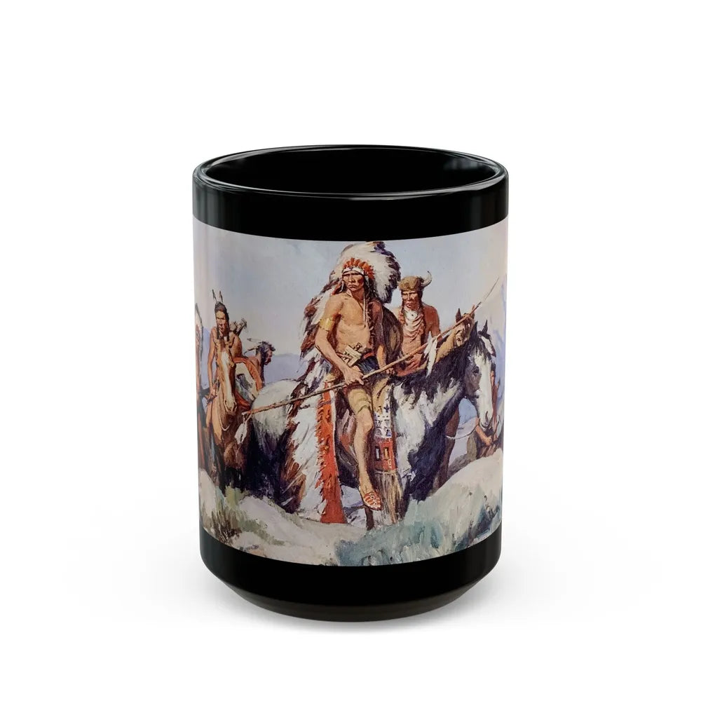 Crow Chief and Warriors, The Saturday Evening Post, November 30, 1929 - Black Coffee Mug-15oz-Go Mug Yourself