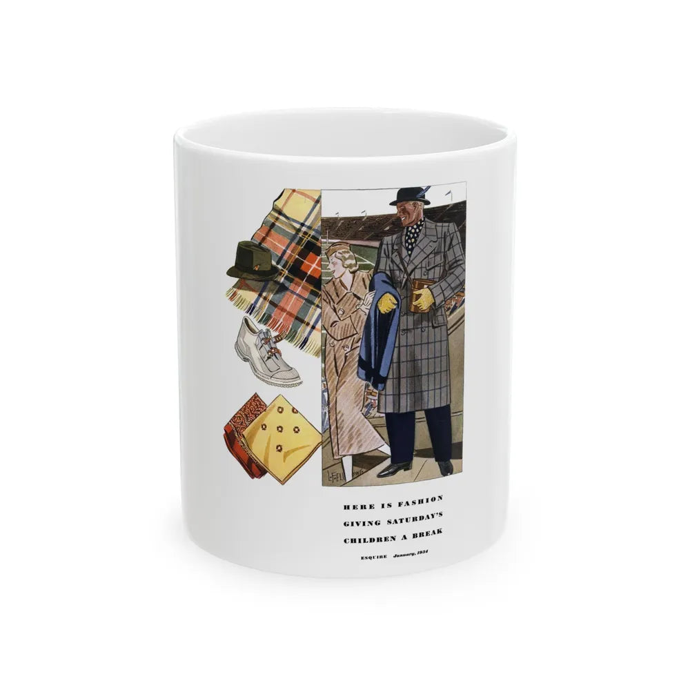 Esquire Fashion Illustration, January 1934 (1) - White Coffee Mug-11oz-Go Mug Yourself