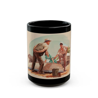 Discussing Strategy, Saturday Evening Post story illustration, circa 1940s - Black Coffee Mug-15oz-Go Mug Yourself