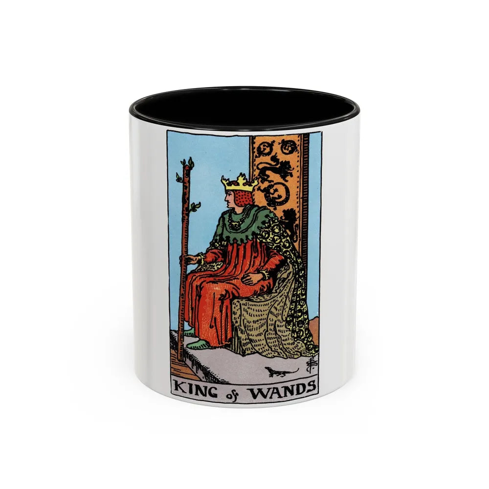 The King of Wands (Tarot Card) Accent Coffee Mug-11oz-Black-Go Mug Yourself