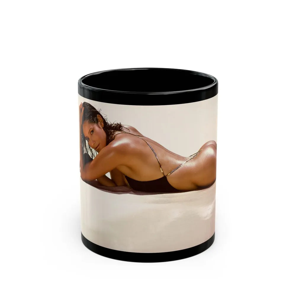 Barbara Carrera #97 (Vintage Female Icon) Black Coffee Mug-11oz-Go Mug Yourself