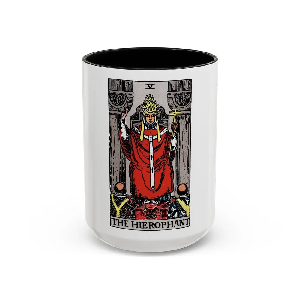 The Hierophant (Tarot Card) Accent Coffee Mug-15oz-Black-Go Mug Yourself