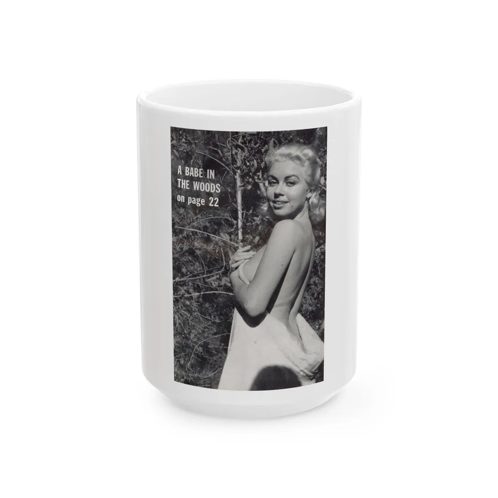 Jeanne Carmen #203 - Reverse Side of Back Cover with, 1 B&W Photo & Caption from Foto-rama Digest Mag. Sept. '58 (Vintage Female Icon) White Coffee Mug-15oz-Go Mug Yourself