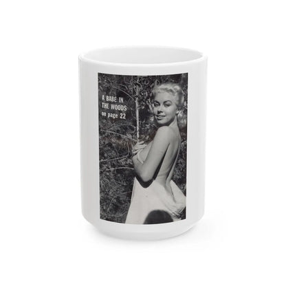 Jeanne Carmen #203 - Reverse Side of Back Cover with, 1 B&W Photo & Caption from Foto-rama Digest Mag. Sept. '58 (Vintage Female Icon) White Coffee Mug-15oz-Go Mug Yourself