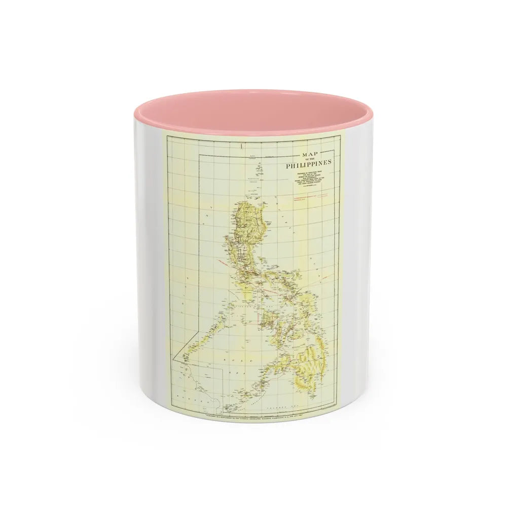 Philippines, The (1905) (Map) Accent Coffee Mug-11oz-Pink-Go Mug Yourself