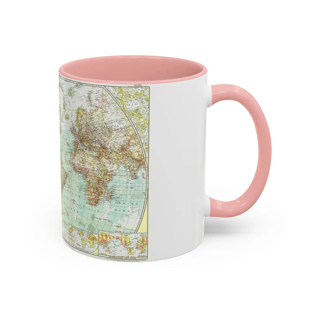 World Map (1957) (Map) Accent Coffee Mug-Go Mug Yourself