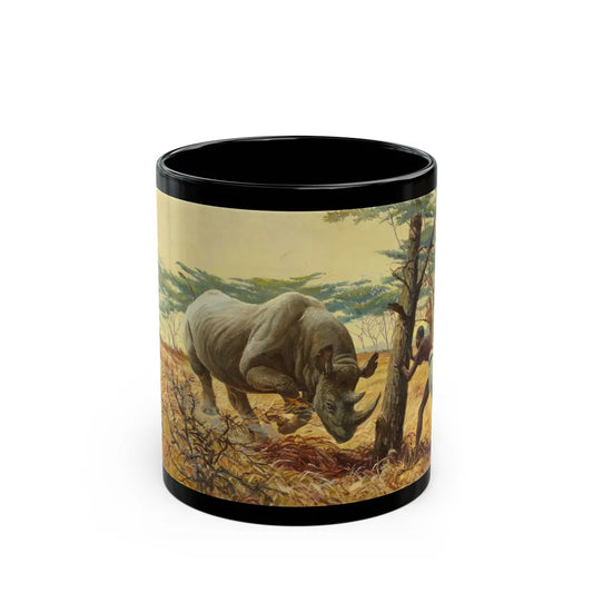 Charging Rhinoceros - Black Coffee Mug-11oz-Go Mug Yourself