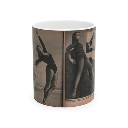 Julie Newmar #354 - Pages 42 & 43 Pages 5 & 6 of 6 with, Julie+3 B&W Photos & 1 Caption from PHOTO Digest Mag. Oct. '53 (Vintage Female Icon) White Coffee Mug-11oz-Go Mug Yourself