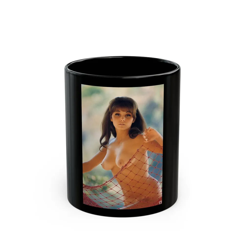 Victoria Vetri #83 - Topless (Vintage Female Icon) Black Coffee Mug-11oz-Go Mug Yourself