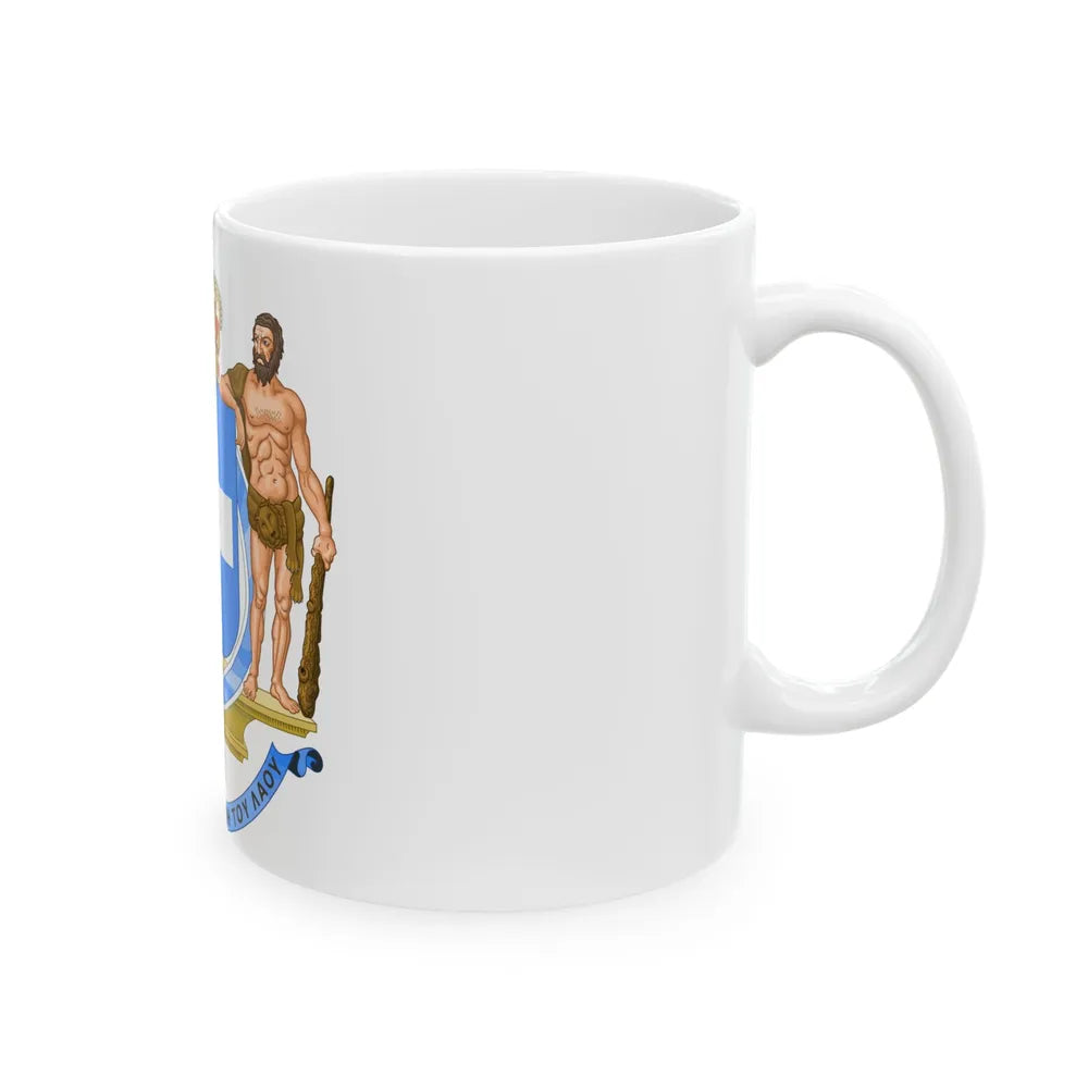 Coat of Arms of Greece (blue cross) - White Coffee Mug-Go Mug Yourself