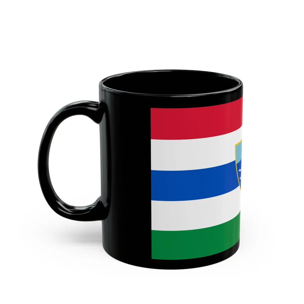 Flag of Herzegovina Neretva Canton Bosnia and Herzegovina - Black Coffee Mug-Go Mug Yourself