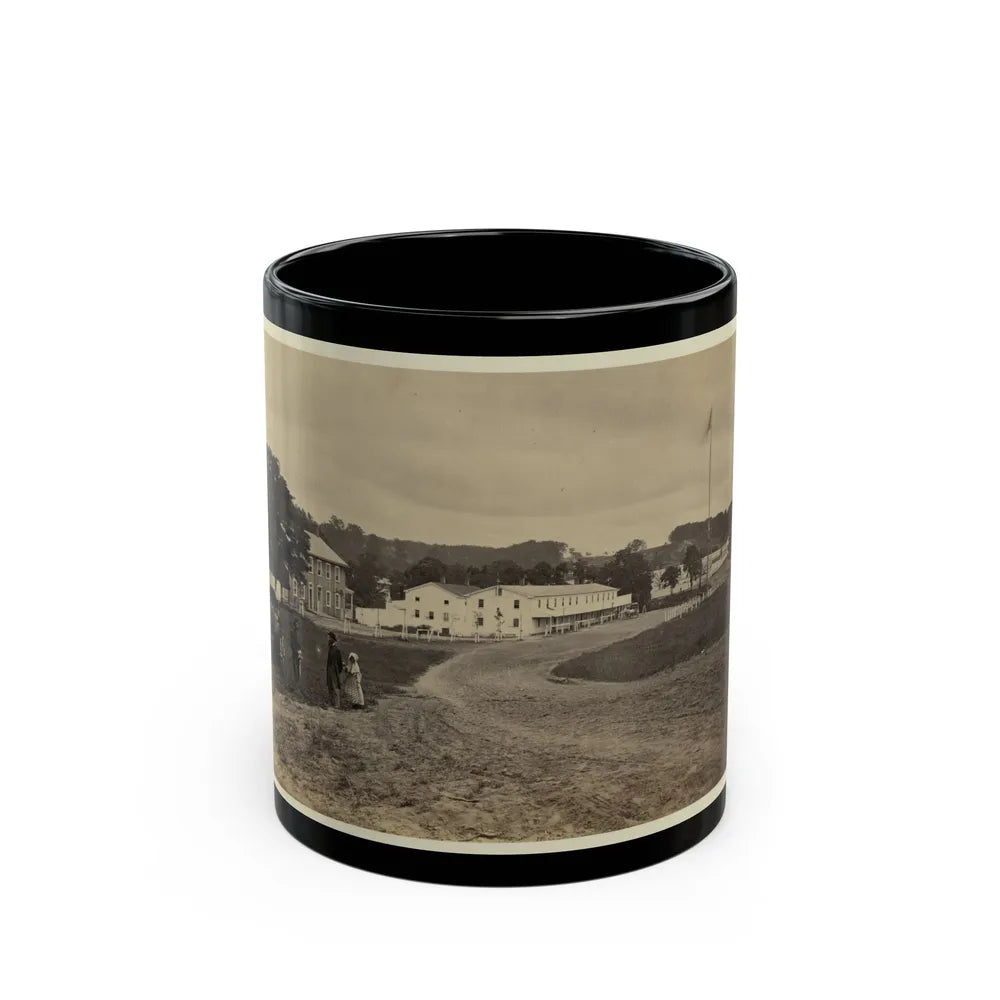 Cavalry Depot At Giesboro, Md. Soldier Facing Man And Girl With People In Horse-Drawn Carriage In Foreground (U.S. Civil War) Black Coffee Mug-11oz-Go Mug Yourself