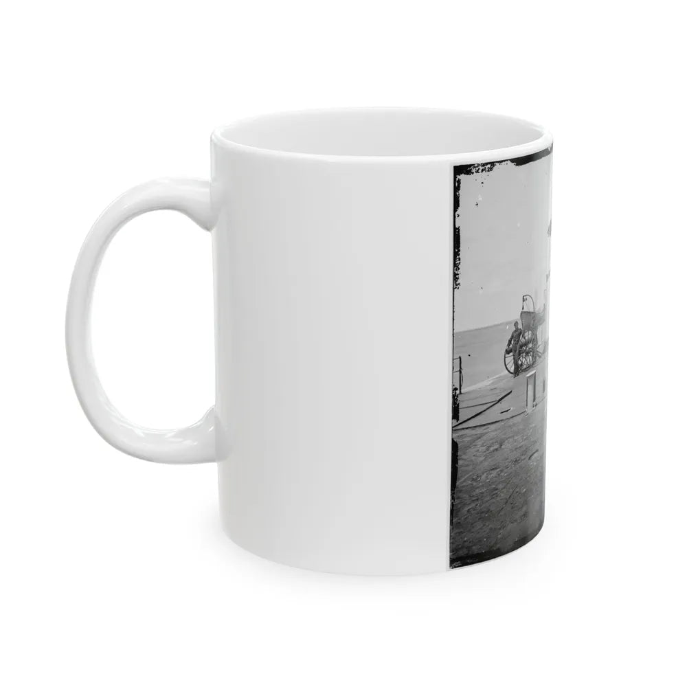 Charleston Harbor, S.C. Deck And Officers Of U.S.S. Monitor Catskill; Lt. Comdr. Edward Barrett Seated On The Turret (U.S. Civil War) White Coffee Mug-Go Mug Yourself