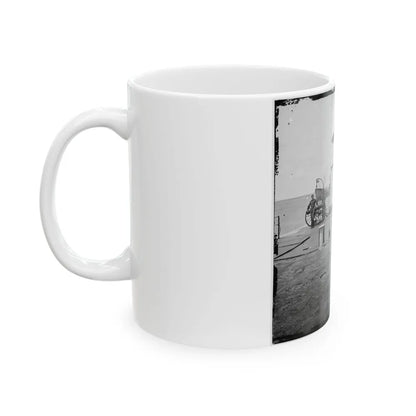 Charleston Harbor, S.C. Deck And Officers Of U.S.S. Monitor Catskill; Lt. Comdr. Edward Barrett Seated On The Turret (U.S. Civil War) White Coffee Mug-Go Mug Yourself