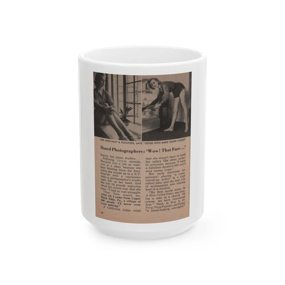 Leslie Parrish #155 - People Pocket Mag. 5-4-55 - 2 B&W Photos & Article Ending (Vintage Female Icon) White Coffee Mug-15oz-Go Mug Yourself