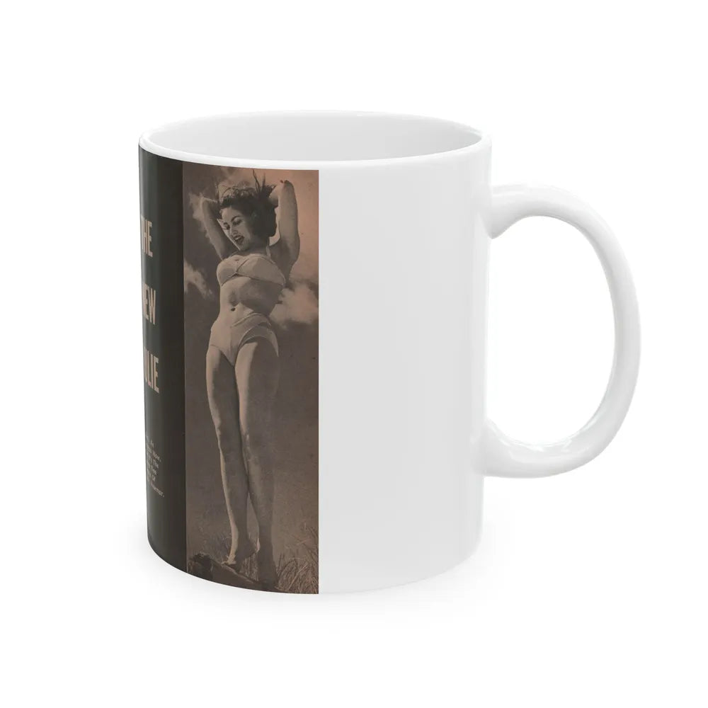 Julie Newmar #194 - Pages 30-31 Pages & 2 of 2 with, Julie+2 Full Page B&W Photos & Caption from SHE Digest Mag. Aug. '59 (Vintage Female Icon) White Coffee Mug-Go Mug Yourself