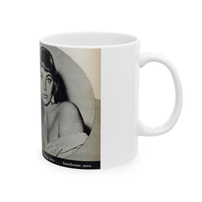 Joan Collins #688 - 1 B&W Portrait Head & Sholder Glamour Shot from Movie Star Magazine Circa 1950's (Vintage Female Icon) White Coffee Mug-Go Mug Yourself