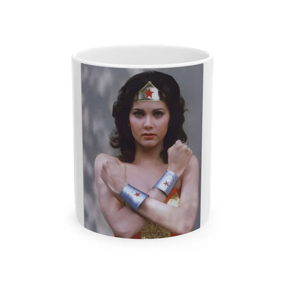 Lynda Carter #232 - Wonder Woman Photo (Vintage Female Icon) White Coffee Mug-11oz-Go Mug Yourself