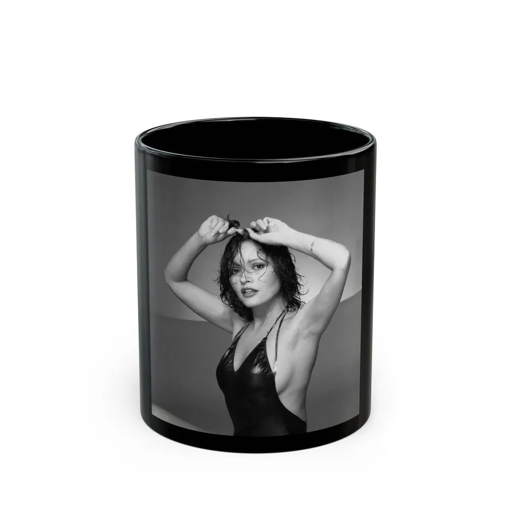 Barbara Carrera #94 (Vintage Female Icon) Black Coffee Mug-11oz-Go Mug Yourself