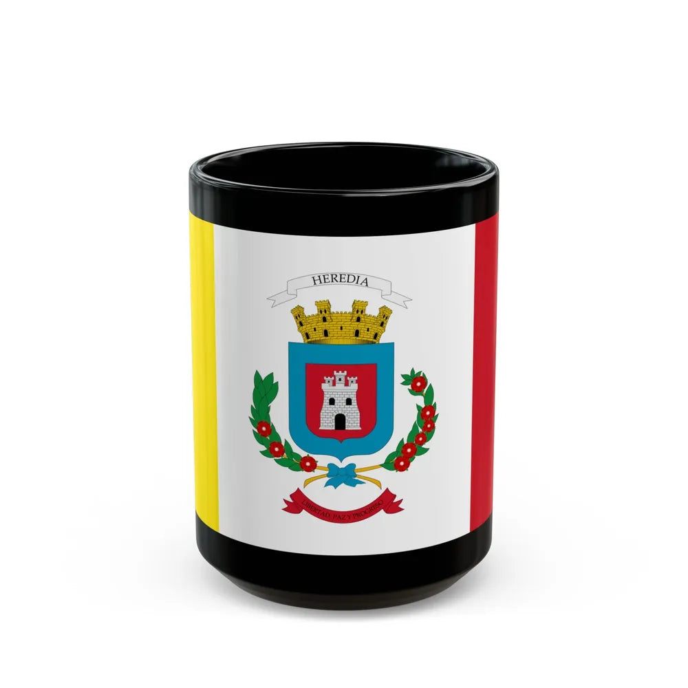 Flag of Heredia Province Costa Rica - Black Coffee Mug-15oz-Go Mug Yourself