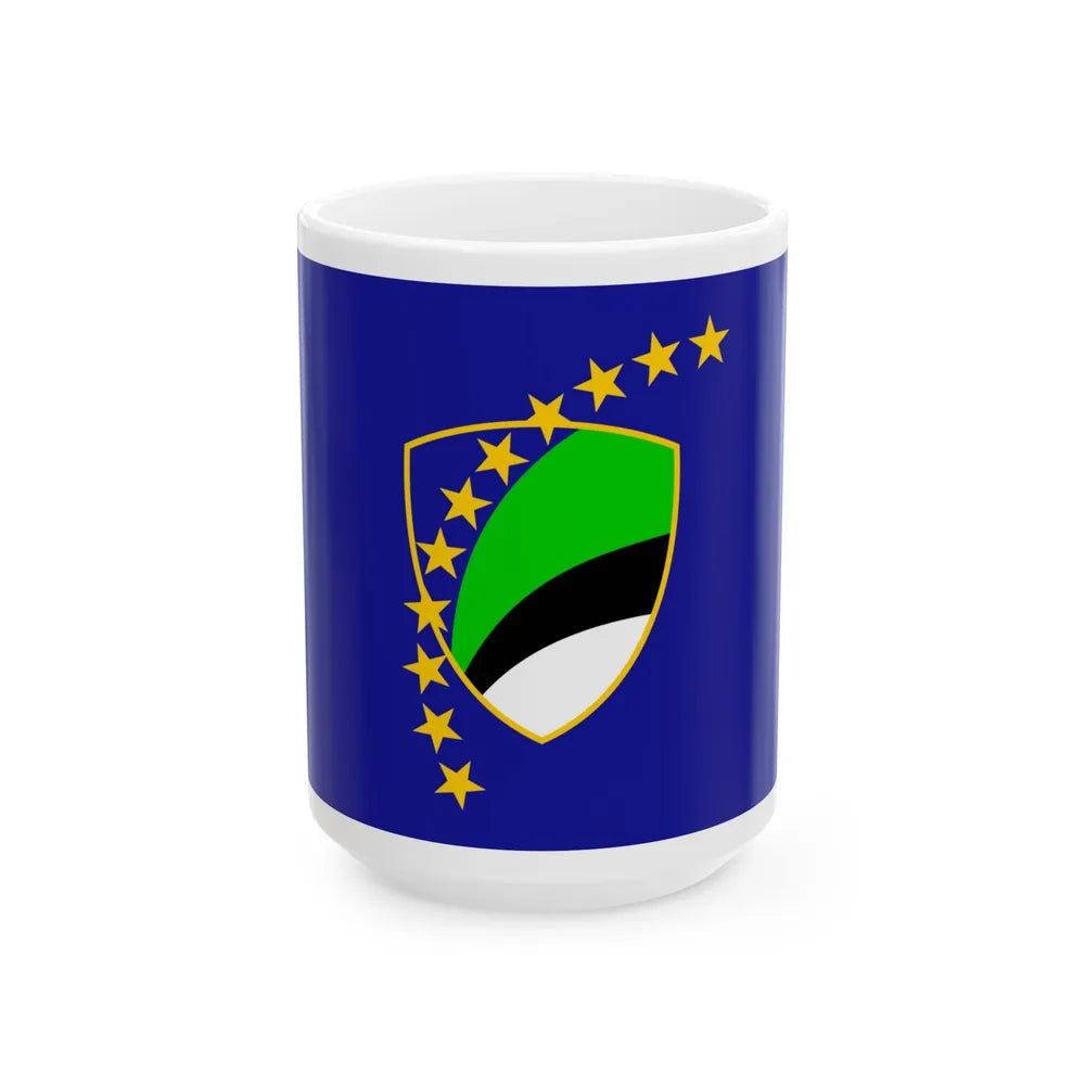 Flag of Tuzla Canton Bosnia and Herzegovina - White Coffee Mug-15oz-Go Mug Yourself